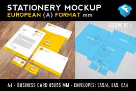 FreshDesignElements European Format Stationery Mockup - viewpoint 1