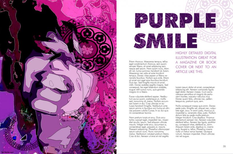 Purple Smile - digital illustration - spread example