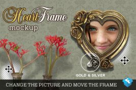 Gold & Silver Heart Frame Mockup for Valentines party flyers